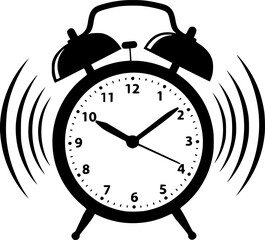 ringing alarm clock line art silhouette vector illustration
