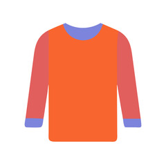 Flat Colored Long Sleeve Shirt Icon, Clothing Apparel, Fashion Garment Symbol

