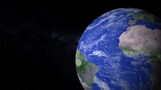 "Realistic 3D Animation of a Spinning Earth Drifting Away in Space, Viewed from Satellite Perspective"