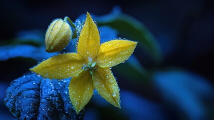 Close-up of a vibrant yellow flower with water droplets