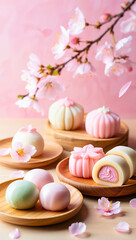 Easter cake with colorful eggs and flowers on a decorated table