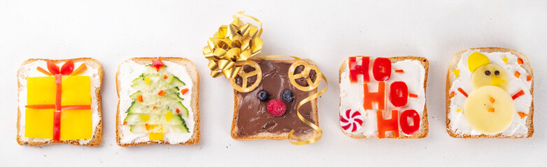 Christmas funny creative toasts sandwiches for kids breakfast