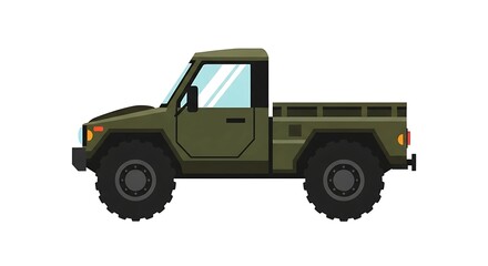 Vector army truck illustration for military vehicle designs and graphic projects with transportation theme
