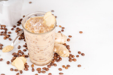 Cold brewed ginger coffee latte cup