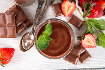 Homemade chocolate pudding dessert