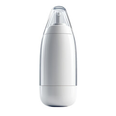 White plastic pump bottle for skincare on transparent background health beauty cosmetic product