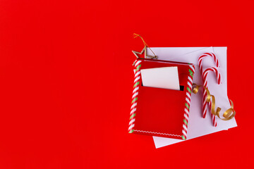 Christmas mailbox with letters to Santa envelopes and decorations
