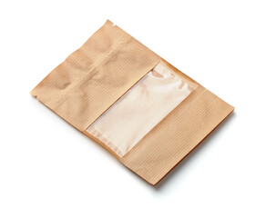 Empty brown paper bag with clear window