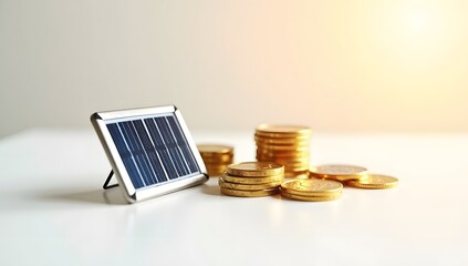 Symbolic visuals blending money, savings, and green energy with clean minimal style and soft lighting. AI-Generated!

