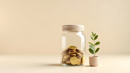 Symbolic visuals blending money, savings, and green energy with clean minimal style and soft lighting. AI-Generated!

