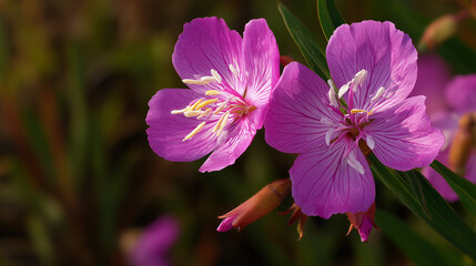 Blooming Clarkia Blossoms in Wild Patch 