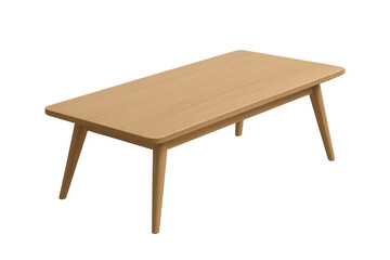 Wooden coffee table isolated on transparent background, modern furniture design