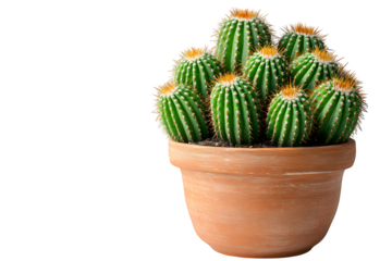 Minimalist cactus plant in terracotta pot cute desert decor style isolated on white background