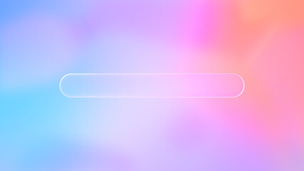 Beautiful transparent rounded rectangle liquid glass frame background, realistic glassmorphism user interface, abstract empty frosted plate on pink colorful gradient, blurred UI design illustration