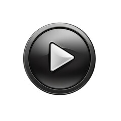 Shiny Black Play Button Clip Art Graphic Glossy Media Player UI Element on transparent background