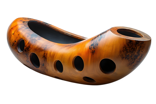 Ocarina with finger holes isolated on white background