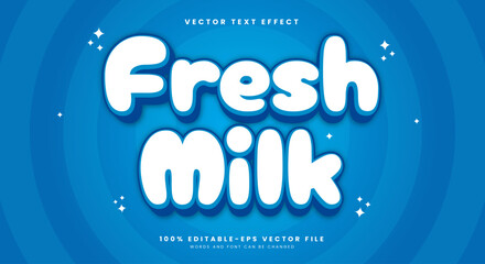 Fresh Milk 3d editable text effect Template Suitable for fresh theme