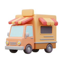 Orange and Yellow Food Truck 3D Render