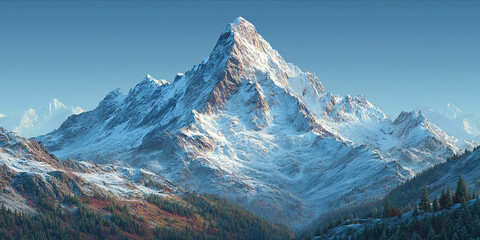 Snowy mountain peak inspiring strength