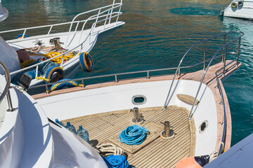Pleasure yachts in the port of Sharm el-Sheikh ready for a cruise. Summer vacation at sea.