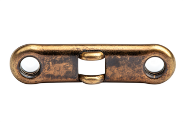 Plain metal paper fastener with brass finish isolated on white background