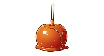Caramel Apple Illustration on White Background
