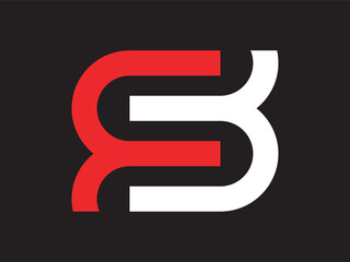 Modern Minimalist Interlocking Shape Initial Logo Design in Red and White