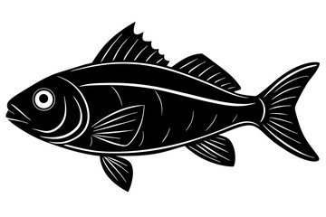 Silhouette Vector Art Illustration of a Fish Isolated On White Background