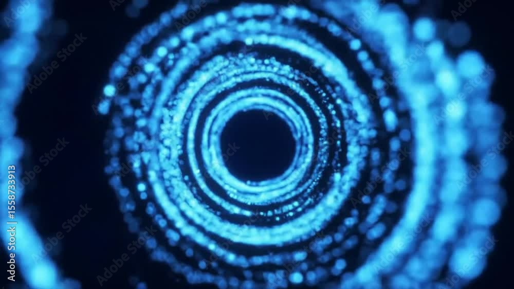 Wall mural a blue abstract vortex exhibiting circular motion, formed by radiant particles in the cosmos. the pa
