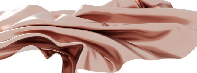 Rose gold satin fabric flowing elegantly.  Perfect for luxury, beauty, and fashion.