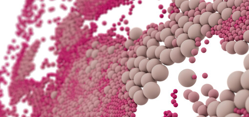 Abstract background with pink and beige spheres. Perfect for technology, science, or medical concepts.