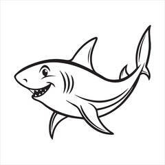 Fototapeta premium Shark Silhouette vector illustration logo sticker icon