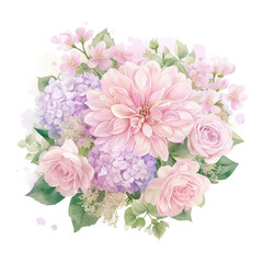 Obraz premium PNG Flowers illustration watercolor bouquet.