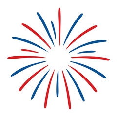 Illustration of a burst pattern with alternating red and blue stripes radiating outwards from center