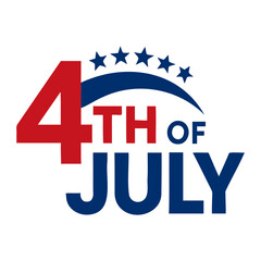 Illustration of fourth of july design with stars and text in red white and blue colors theme design