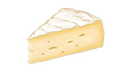 Watercolor Illustration of Brie Cheese Wedge