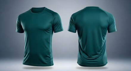 Teal-colored athletic shirt, front and back views, on a plain background.