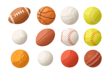 Collection of various sports balls on a colorful background