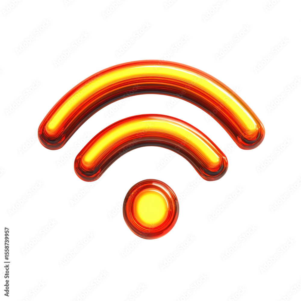 Fototapete hot spot fiery wireless connection icon glowing network symbol tech on transparent background