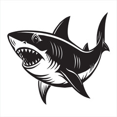 Shark Silhouette vector illustration logo sticker icon