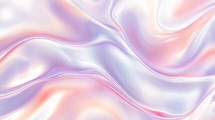 Obraz premium Smooth, flowing iridescent fabric with soft pastel hues of pink, lavender, and blue, creating a silky and dreamy texture.