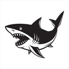 Shark Silhouette vector illustration logo sticker icon