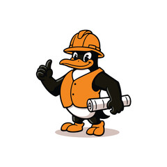 Fototapeta premium Penguin Construction Mascot character.