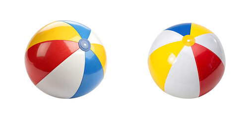 Two colorful beach balls isolated on transparent background