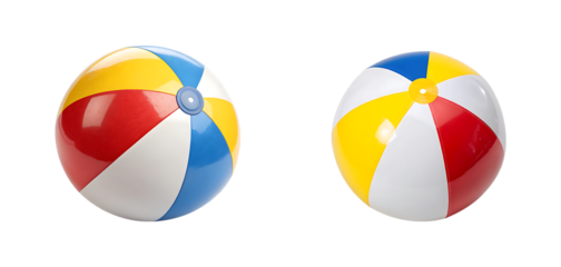 Two colorful beach balls isolated on transparent background
