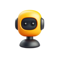 Cute Little Yellow Robot Head with Black Accents 3D Render Character on transparent background