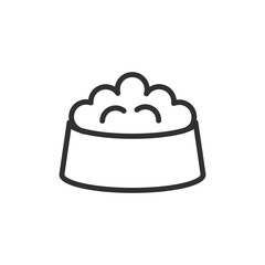 Pet food bowl linear icon. feeding, nutrition and pet care for cats or dogs. Editable stroke.