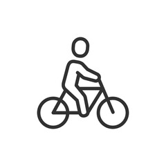 Fototapeta premium Bicycling person linear icon. cycling, commuting, healthy lifestyle or sport. Editable stroke.