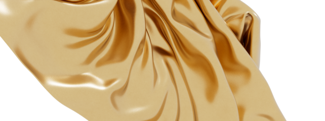 High-resolution image of golden satin fabric with elegant drapes and folds. Perfect for luxury backgrounds.