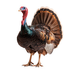 Wild turkey displaying its beautiful plumage a majestic bird on a black background